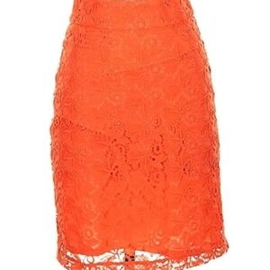 ANN TAYLOR FIESTA ORANGE FLORAL LACE PENCIL SKIRT